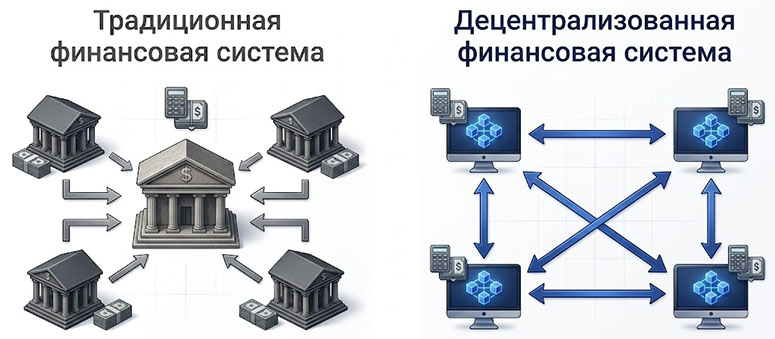 Отличия DeFi от банковских отношений