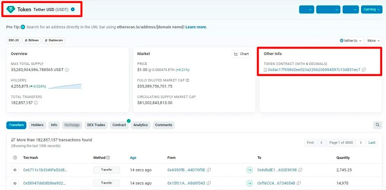 Сервис Etherscan