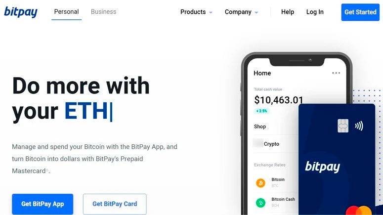 Интерфейс BitPay