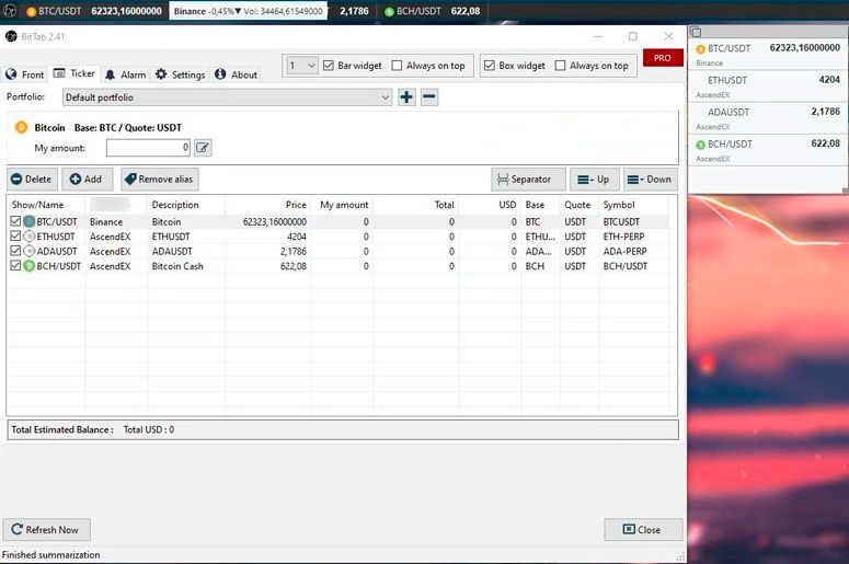 Пользовательский интерфейс BitTab