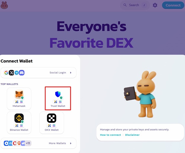 Выбор кошелька при подключении к dApp