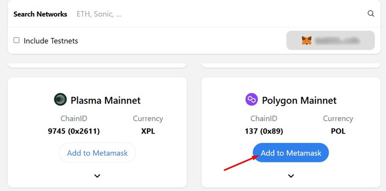 Добавление Polygon через ChainList