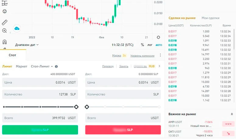 Ордер-форма на криптобирже