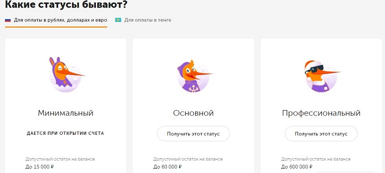 Статусы электронных кошельков