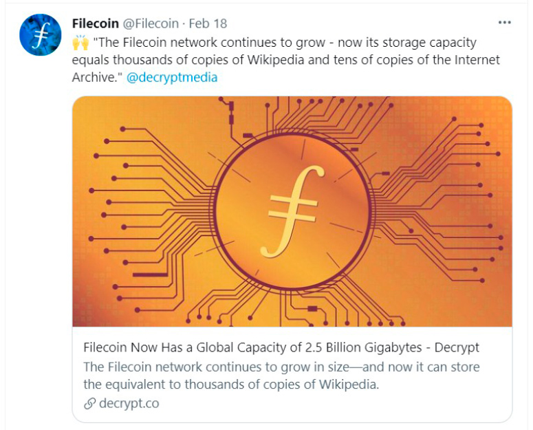 Twitt от разработчиков проекта о значимом достижении