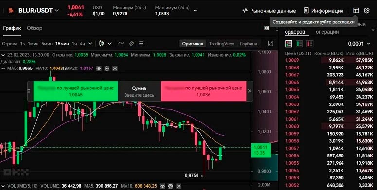 Интерфейс биржи