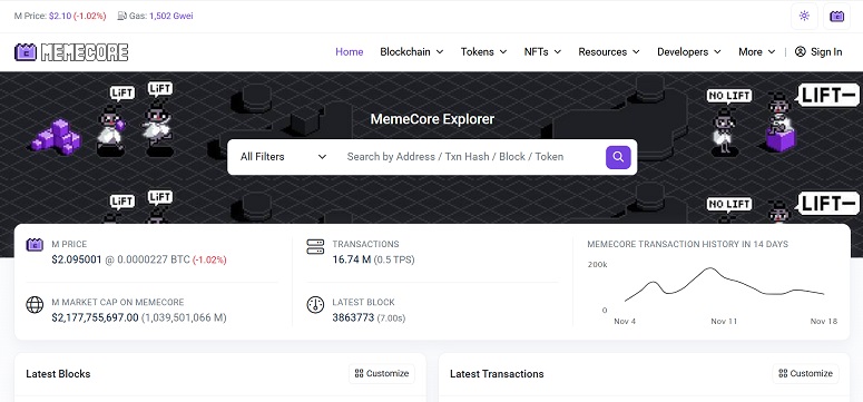 Страница монеты в обозревателе