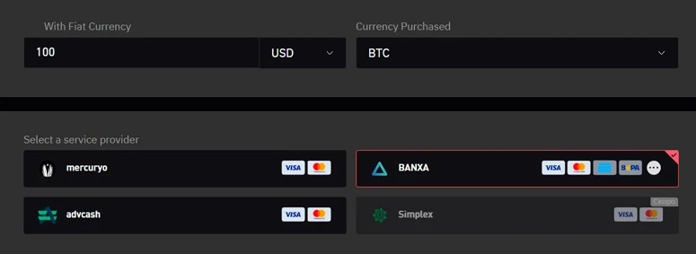 Обмен USD на BTC в обменнике биржи