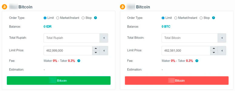 Подача заявки для обмена USDT на BTC