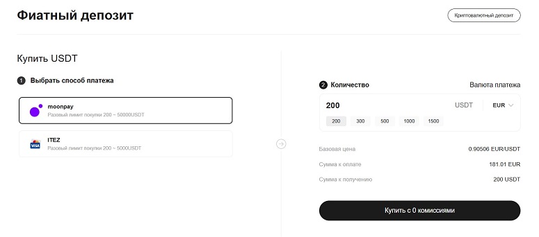 Сделка с фиатом на криптобирже