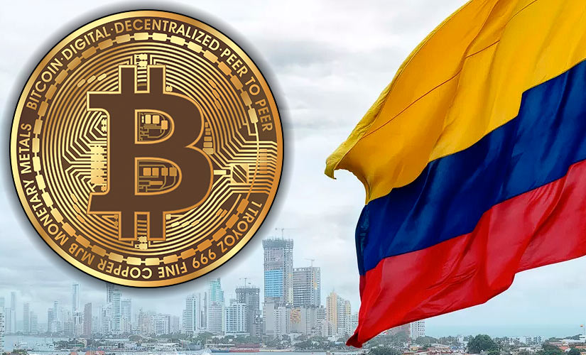 Биткоин и флаг Колумбии