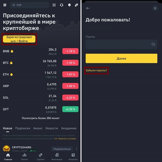 Интерфейс программы для смартфона