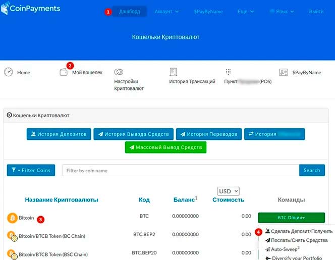 Открытая страница сайта